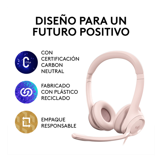 Audífonos de Diadema Alámbricos Logitech H390 Rosa