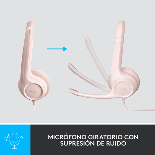 Audífonos de Diadema Alámbricos Logitech H390 Rosa