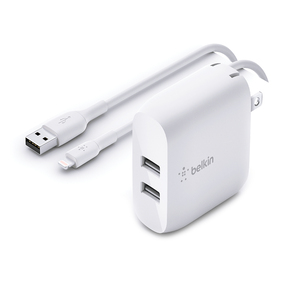 Cargador de Pared 2 USB con Cable USB A a USB Lightning Belkin 24 W Cargador de Pared 2 USB con Cable USB A a USB Lightning Belkin 24 W
