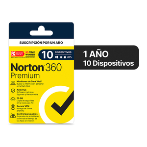 Antivirus Norton 360 Premium Licencia 1 año 10 dispositivos  Antivirus Norton 360 Premium Licencia 1 año 10 dispositivos