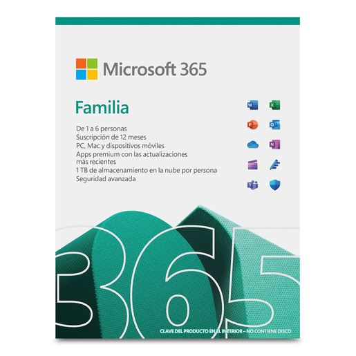 Microsoft Office 365 Family Licencia 1 año 6 usuarios PC Mac Dispositivos Móviles