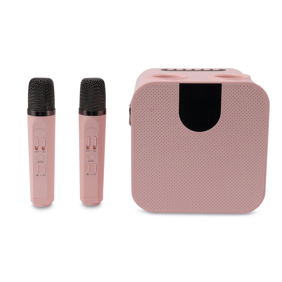 Conector Microfono Rosa Karaoke con 2 Micrófonos DBugg Rosa | Office Depot Mexico