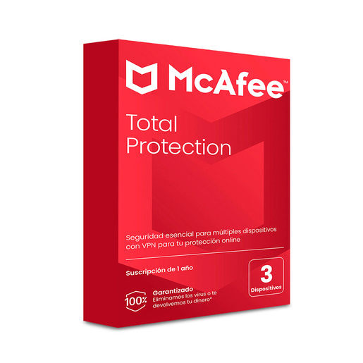Antivirus McAfee Total Protección Licencia 1 año 3 Dispositivos