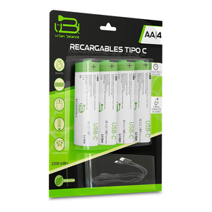 Pilas Recargables AA Urban Balance Tipo C 4 piezas Pilas Recargables AA Urban Balance Tipo C 4 piezas