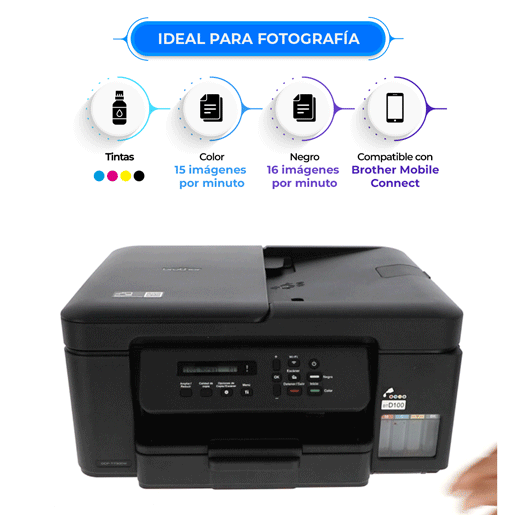 Impresora Multifuncional de Inyección de Tinta 3 en 1 Brother DCP-T730DW con Wi-Fi