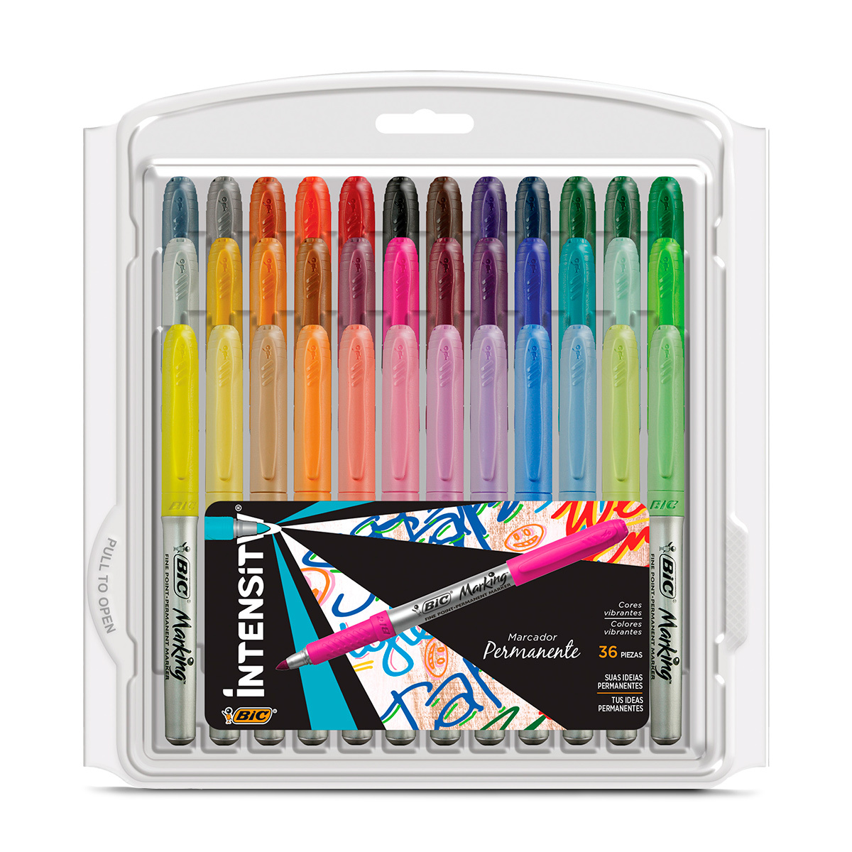 Marcadores Permanentes Bic Marking / Punta redonda fina / Colores surtidos / 36 piezas