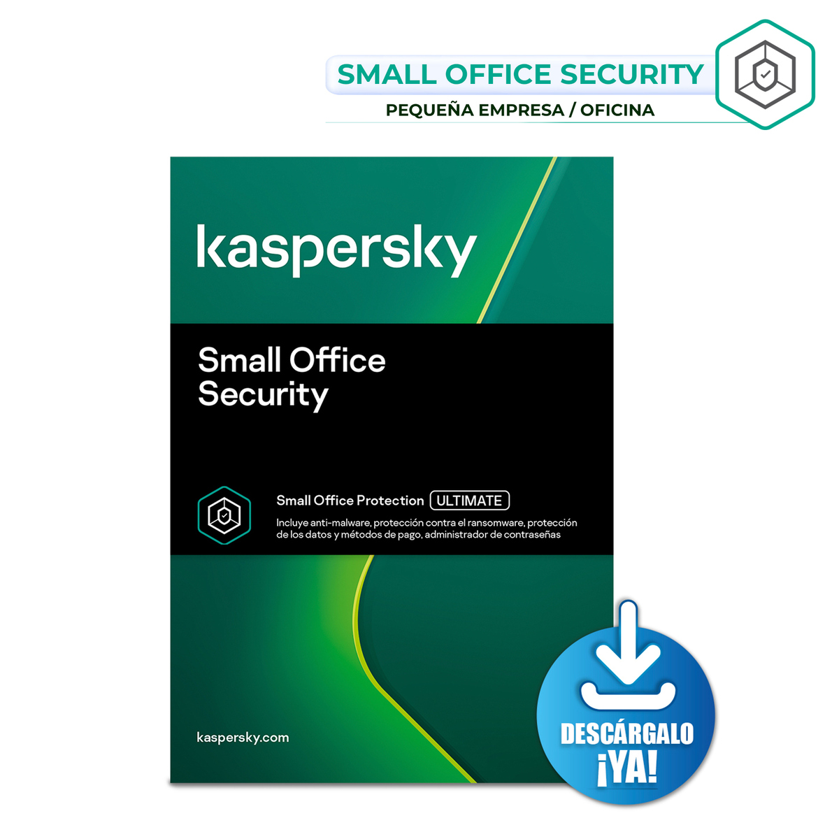 Antivirus Kaspersky Small Office Security Descargable / Licencia 2 años / 25 PC / 25 dispositivos móviles / 3 servidores de archivos