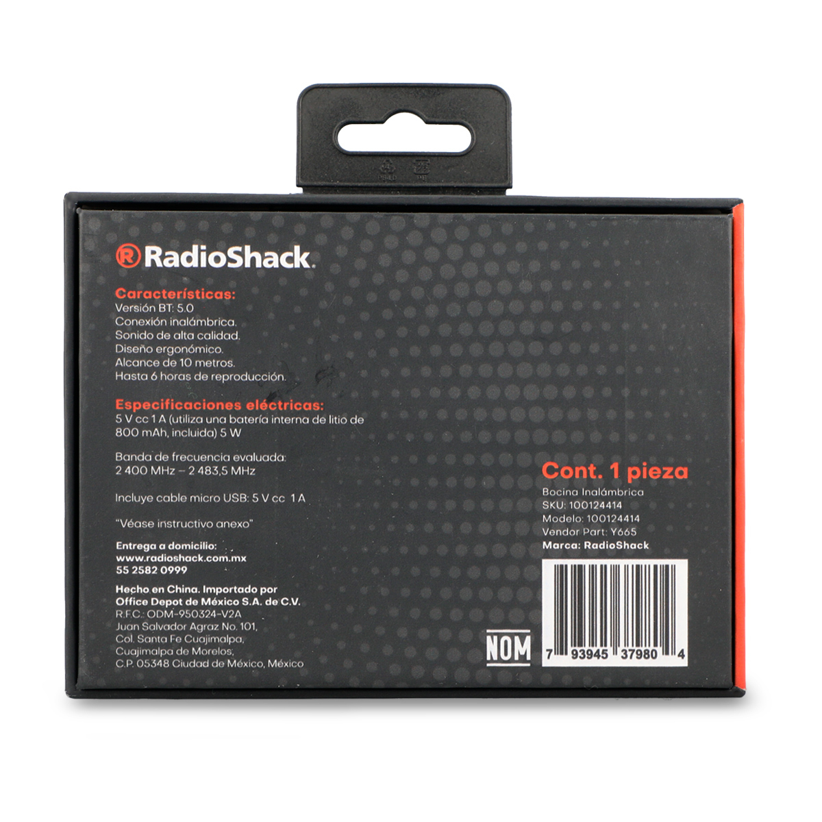 Bocina Bluetooth RadioShack Y665 Negro Office Depot Mexico