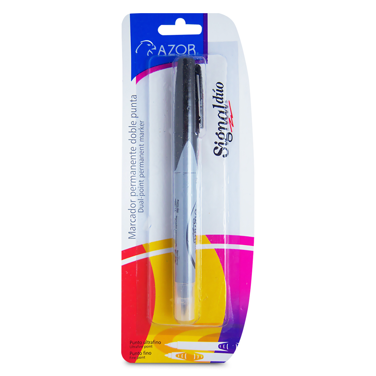 Marcador Permanente Azor Signal Doble Punta Negro | Office Depot Mexico