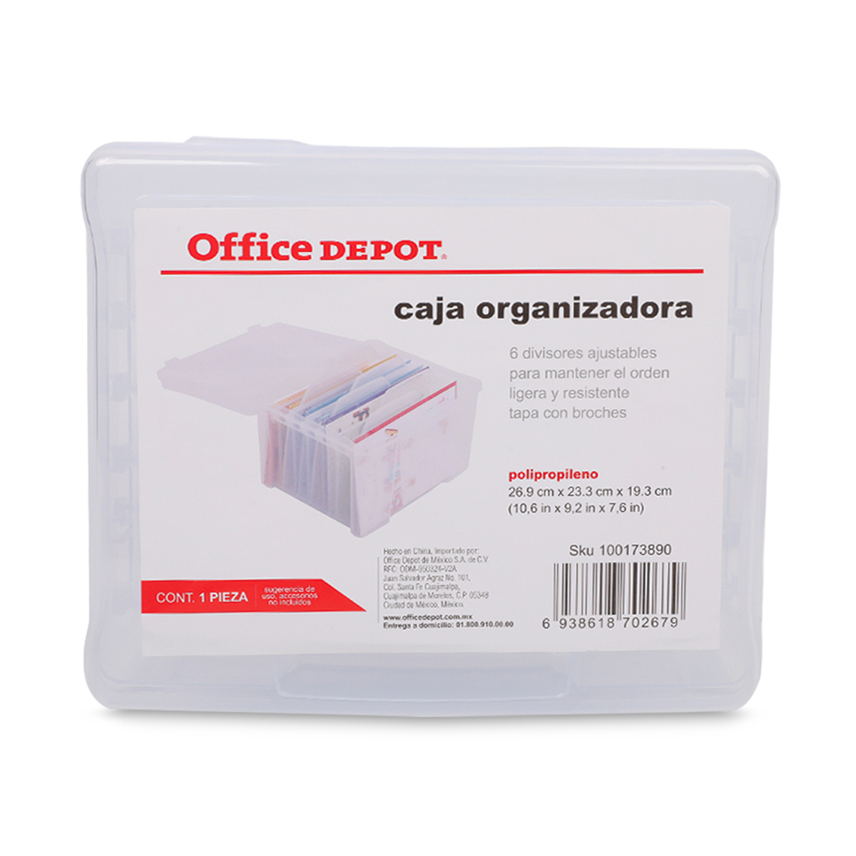 Caja de Plástico para Fotos Office Depot 6 divisiones Transparente