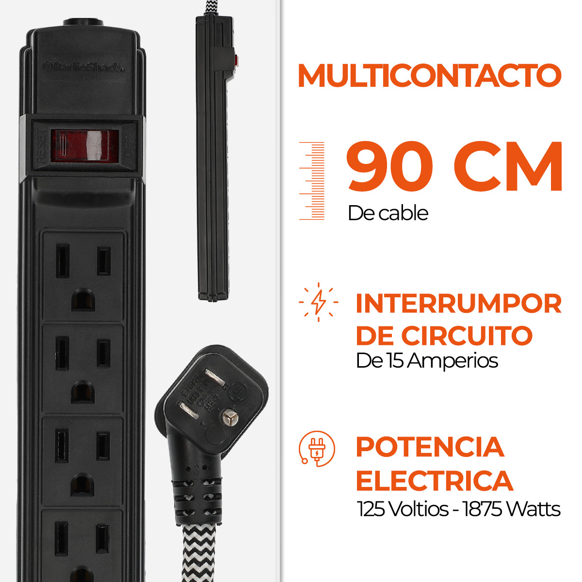 R Extensor Comp Extensor RadioShack 6 Salidas Negro | Office Depot Mexico