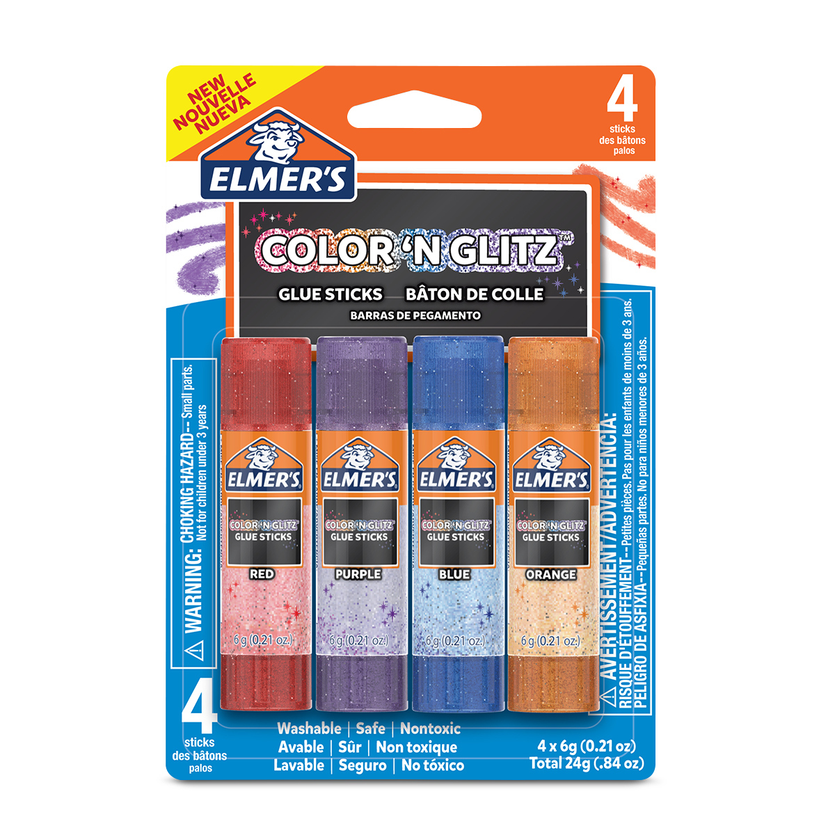 Lápiz Adhesivo Elmers con Brillo 6 Gramos 4 Piezas