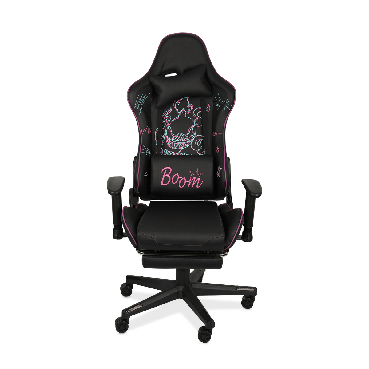 Silla Gamer con Dibujos 4Tune Cuero Sintético Negro