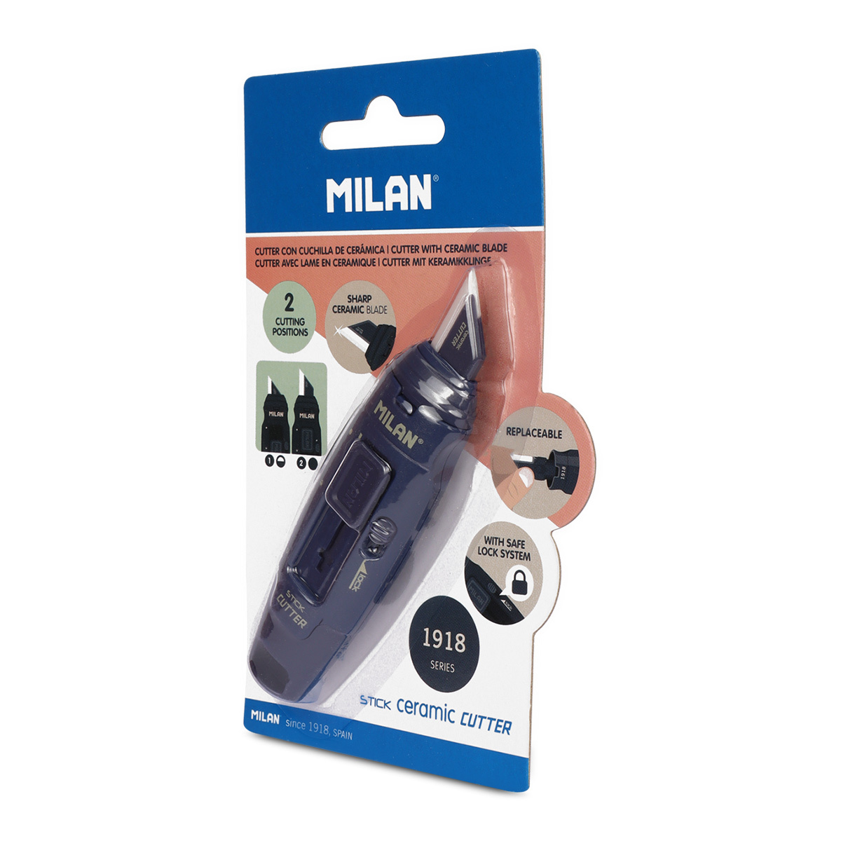 Cutter con Hoja de Cerámica Milán Azul 13 mm | Office Depot Mexico