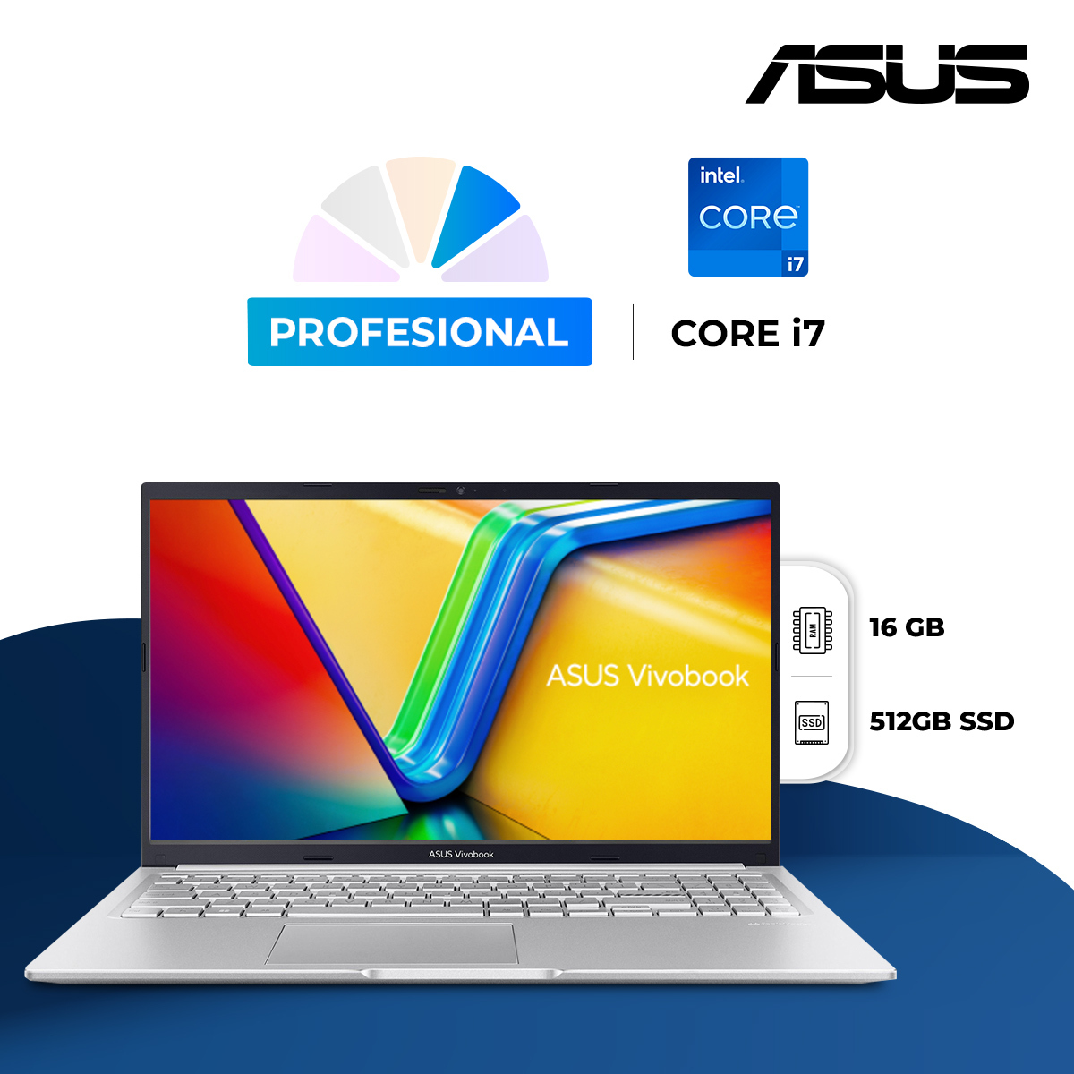 Laptop Asus Vivobook 15 Intel Core i7 15.6 pulgadas 512GB SSD 16GB RAM X1502VA-NJ475W Cool Silver