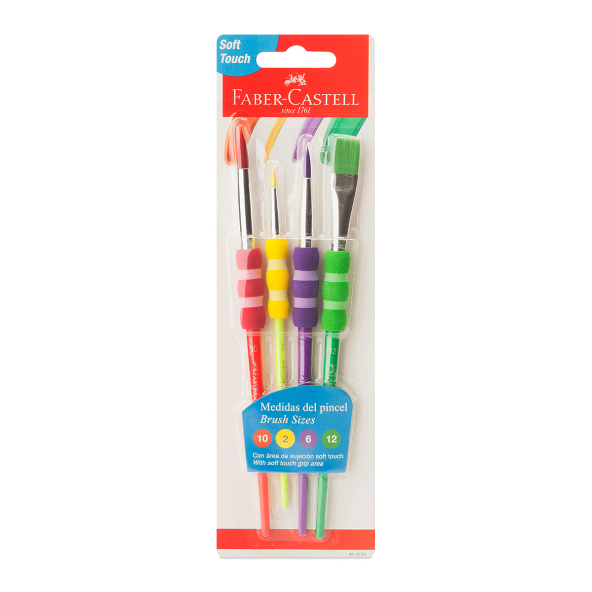 Pinceles Escolares Faber Castell Eva Grip 4 piezas