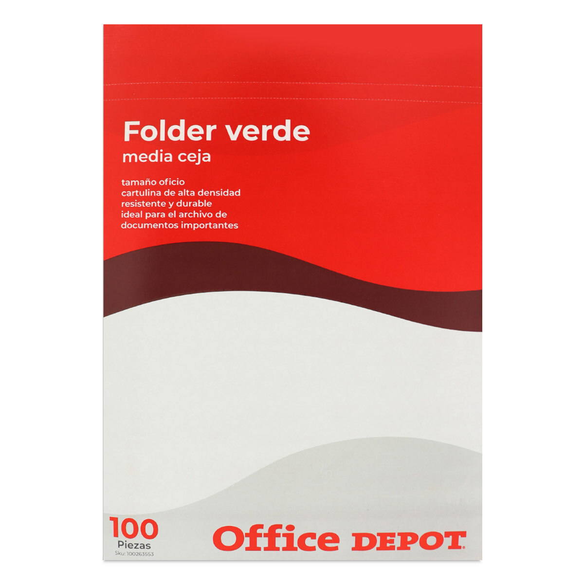 Folder Tamaño Oficio Office Depot Verde Pastel 100 piezas
