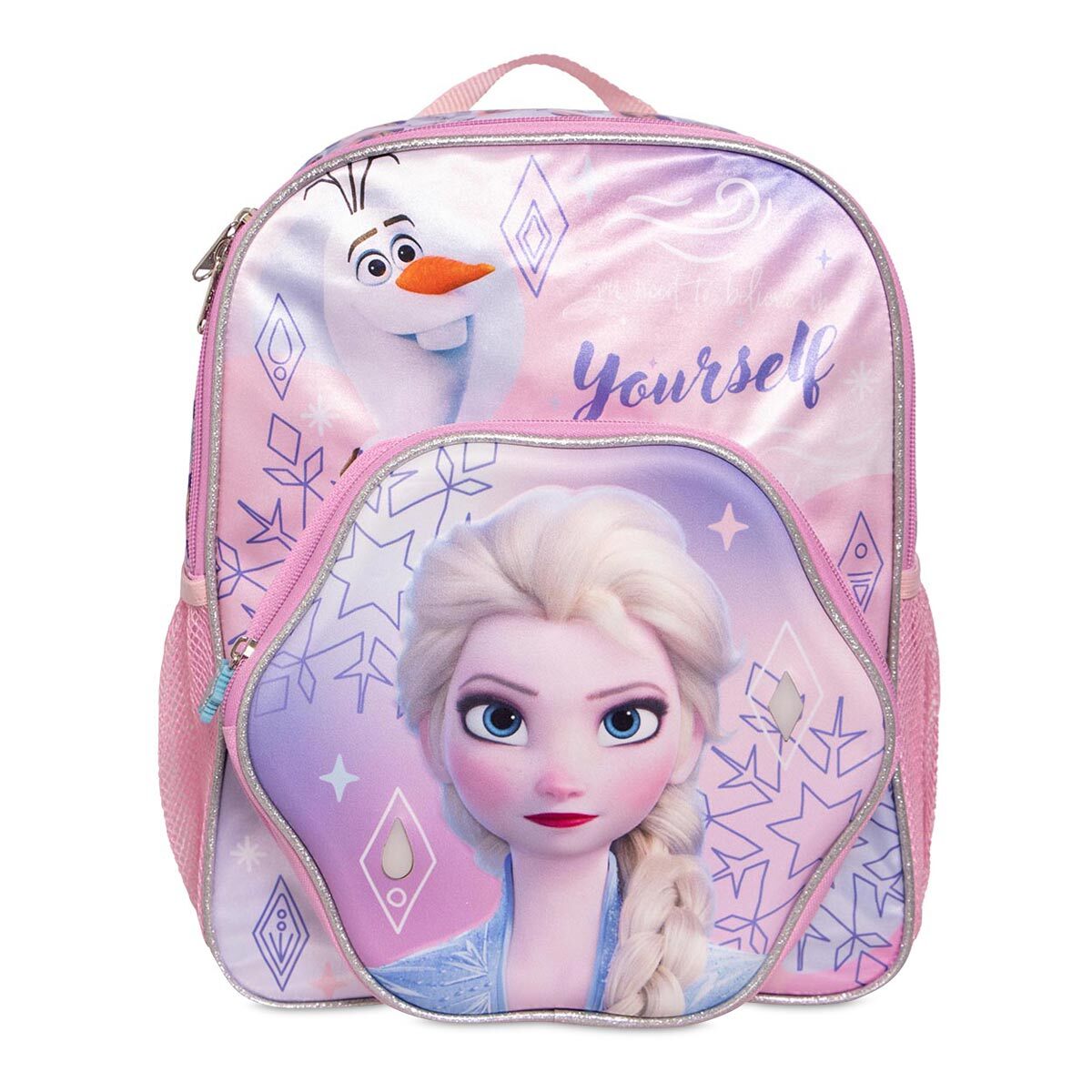 Mochila Escolar Ruz Frozen Elsa y Olaf 3D Rosa