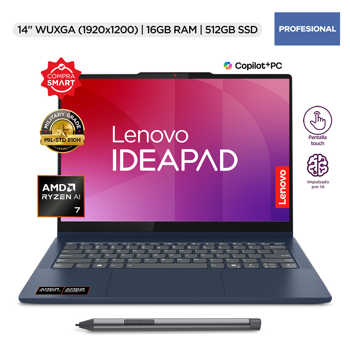 Laptop 2 en 1 Lenovo Ideapad 5 AMD Ryzen AI 7 16GB RAM 512GB SSD 14 pulgadas