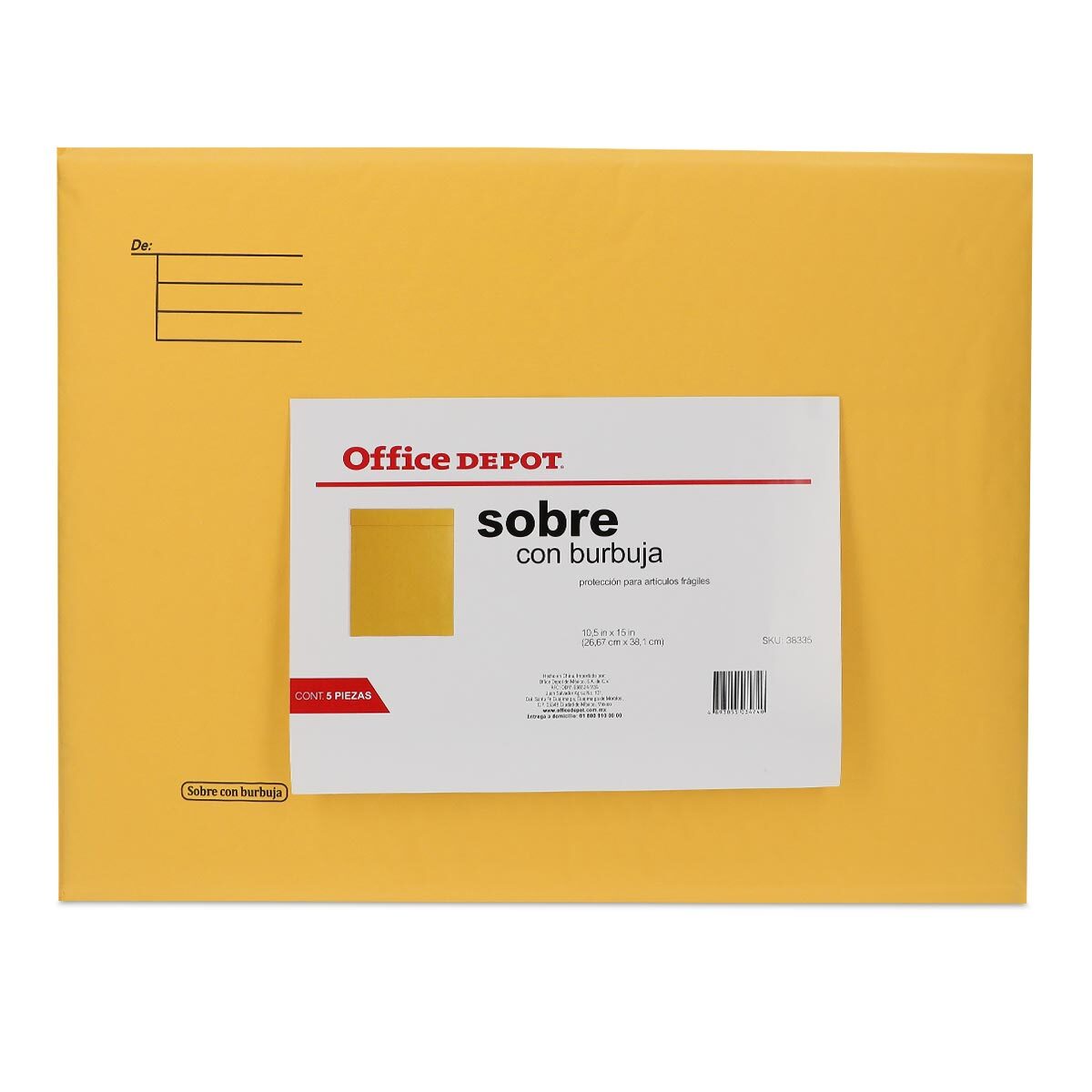 Sobres con Burbuja para Paquetería Office Depot Oficio Amarillo 5 piezas