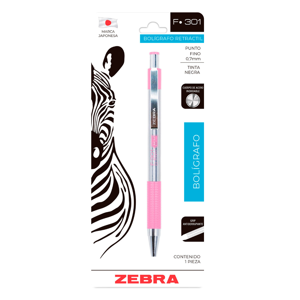 Bolígrafo Retráctil Zebra F-301 Punto Fino Tinta Negra