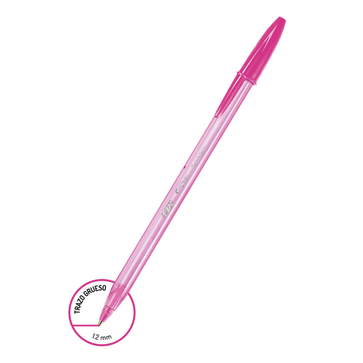 Plumas Bic Cristal Fashion / Punto grueso / Tinta verde azul morada rosa / 4 piezas