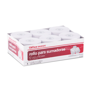 Rollos de Papel Bond para Sumadoras Office Depot RPC6 / Blanco / Empaque 6 piezas Rollos de Papel Bond para Sumadoras Office Depot RPC6 / Blanco / Empaque 6 piezas
