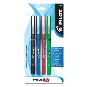 Plumas Pilot Pen Precise V5 Rolling Ball / Punto extrafino / Tinta negra roja azul verde / 4 piezas