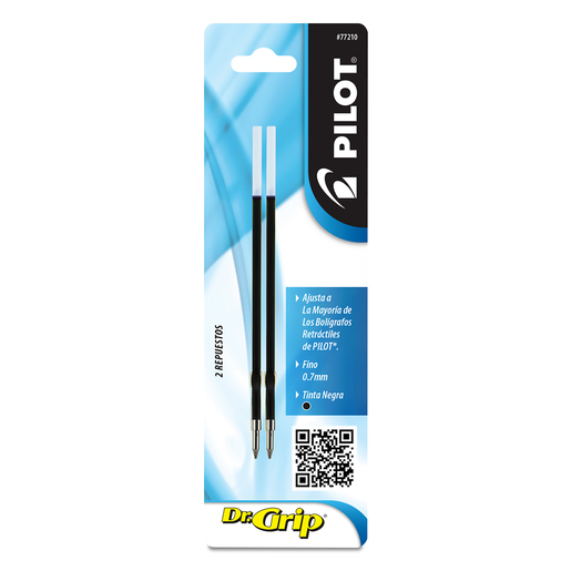 Repuestos para Pluma Retráctil Punto Fino Dr. Grip Pilot / Negro / 2 piezas