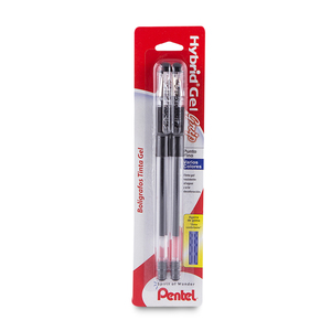 Plumas de Gel Pentel Hybrid / Punto fino / Tinta negra / 2 piezas