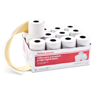 Rollos de Papel Autocopiante para Sumadoras y Registradoras Office Depot 5216 / Blanco / Caja 24 piezas Rollos de Papel Autocopiante para Sumadoras y Registradoras Office Depot 5216 / Blanco / Caja 24 piezas