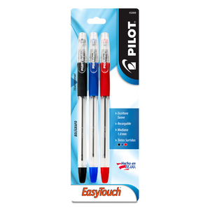 Plumas Pilot Pen EasyTouch / Punto mediano / Tinta negra roja azul / 3 piezas Plumas Pilot Pen EasyTouch / Punto mediano / Tinta negra roja azul / 3 piezas