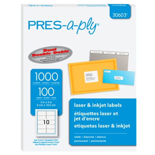ETIQUETA LASER PRESS PLY 2X4 AVERY CON 100 PIEZAS
