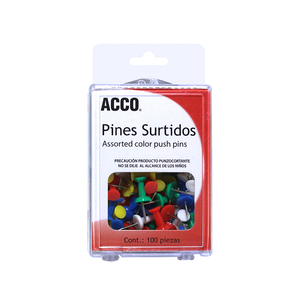 CHINCHETAS ACCO PUSH PINS (100 PZS., COLORES) CHINCHETAS ACCO PUSH PINS (100 PZS., COLORES)