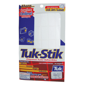 Etiquetas Autoadheribles para Impresora A13 Tuk Stik / 600 piezas / Blanco
