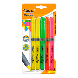 Marcatextos Bic Marking / Punta cincel / Amarillo naranja rosa verde / 5 piezas Marcatextos Bic Marking / Punta cincel / Amarillo naranja rosa verde / 5 piezas