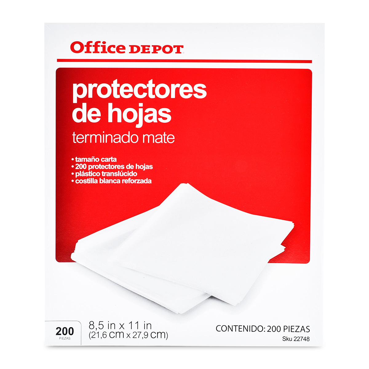 Protectores de Hojas Carta Office Depot / Traslúcido mate / 200 piezas