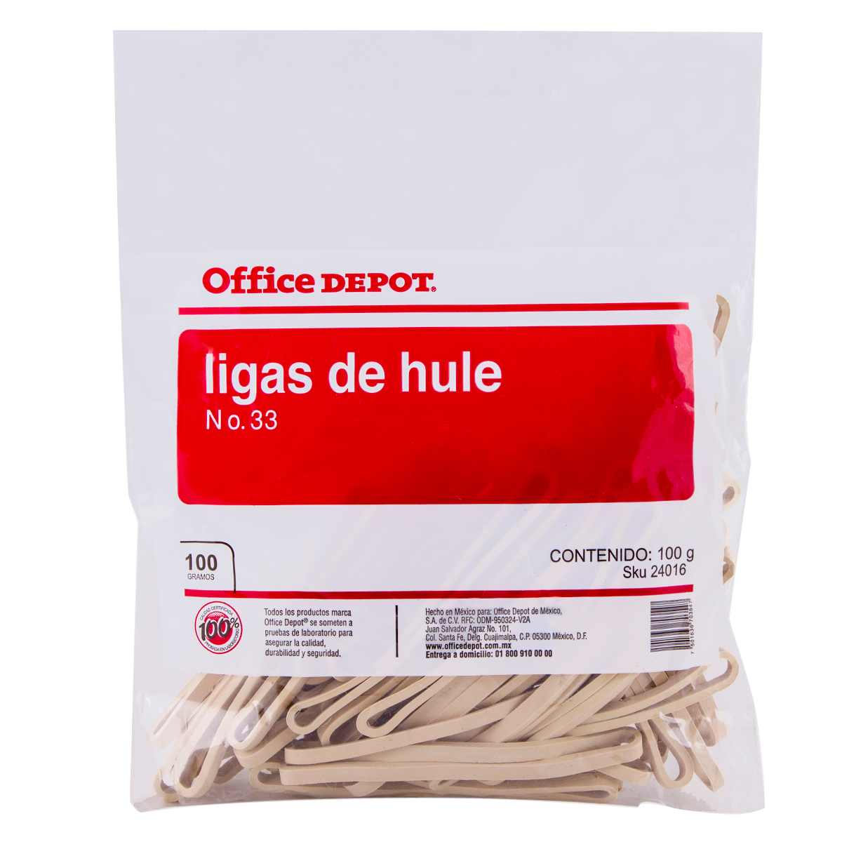 LIGAS DE HULE OFFICE DEPOT (NO.33, 100 GR.) | Office Depot Mexico