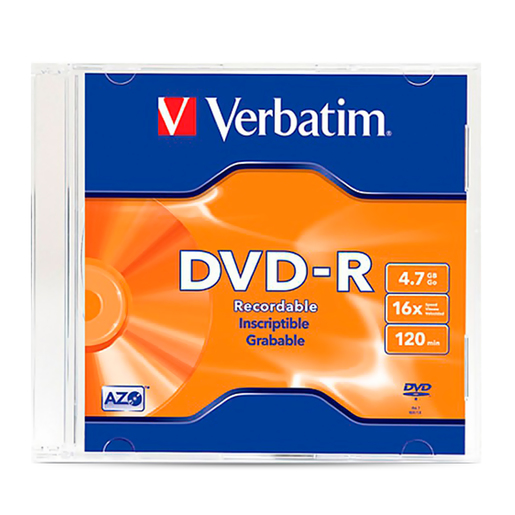 85539 R Dvd DVD-R Verbatim 95051 4.7gb 120 min. 1 pieza | Office Depot Mexico