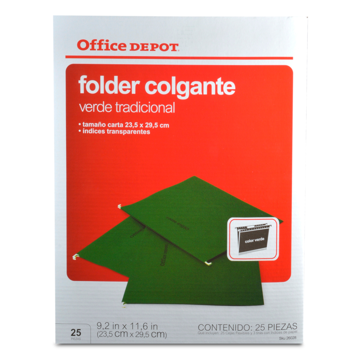 Folders Carta Colgantes Office Depot Verde 25 piezas | Office Depot Mexico