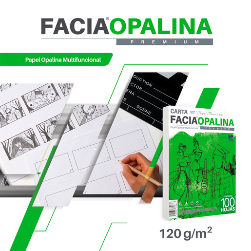 Papel Opalina Copamex Facia Premium Multifuncional / 100 hojas / Carta / Blanco / 120 gr
