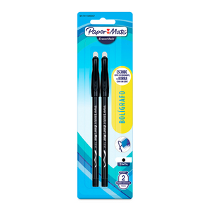 Plumas Borrables Paper Mate Eraser Mate / Punto mediano / Tinta negra / 2 piezas Plumas Borrables Paper Mate Eraser Mate / Punto mediano / Tinta negra / 2 piezas