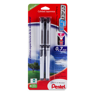Plumas de Gel Pentel Energel / Punto fino / Tinta negra / 2 piezas Plumas de Gel Pentel Energel / Punto fino / Tinta negra / 2 piezas