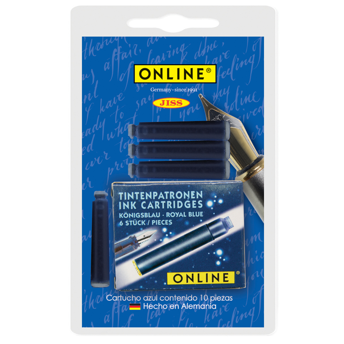 Repuesto de Tinta para Plumas Finas Online Azul 10 piezas