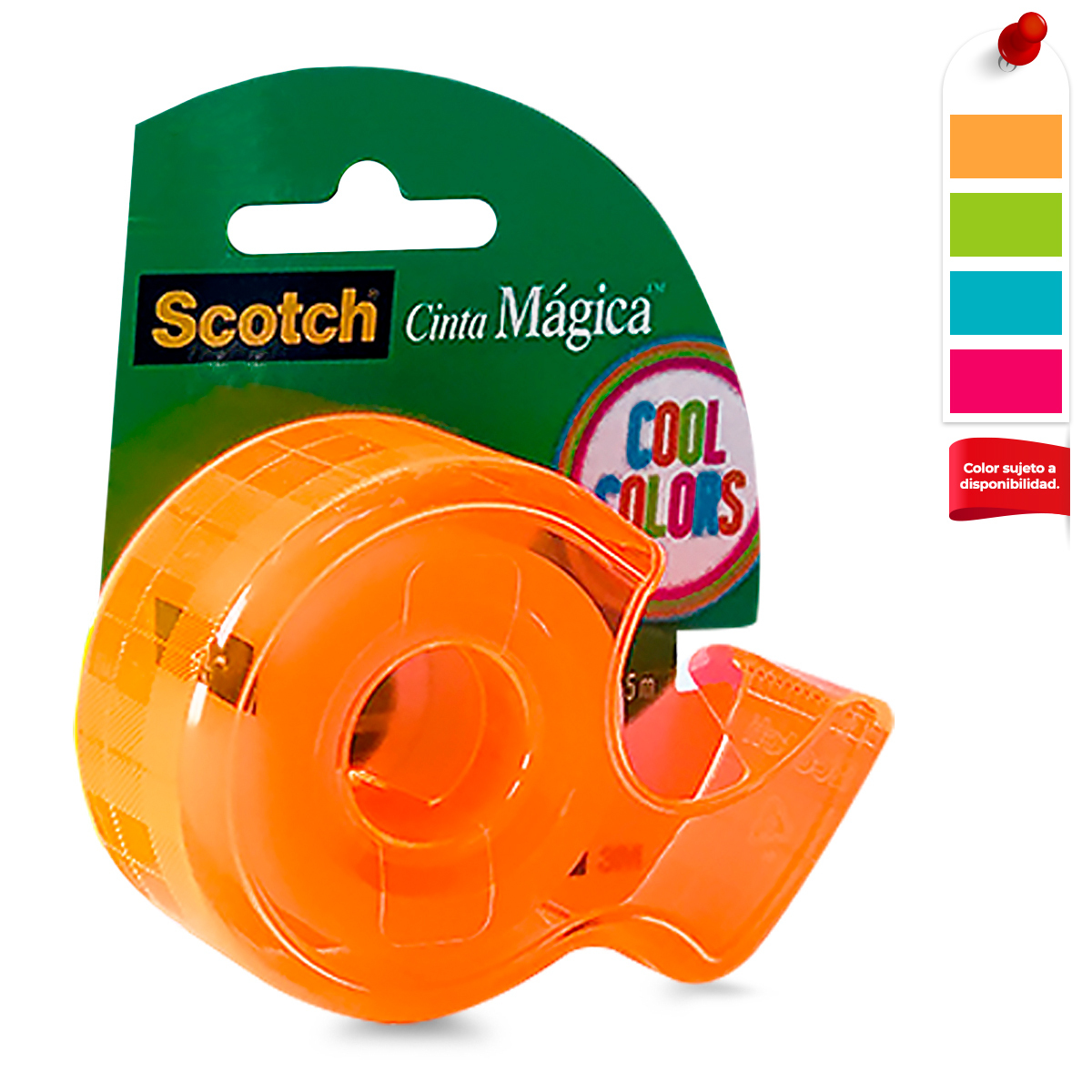 Cinta Mágica Invisible con Despachador 3M Scotch Cool Colors 122 19 mm x   m 1 pieza | Office Depot Mexico