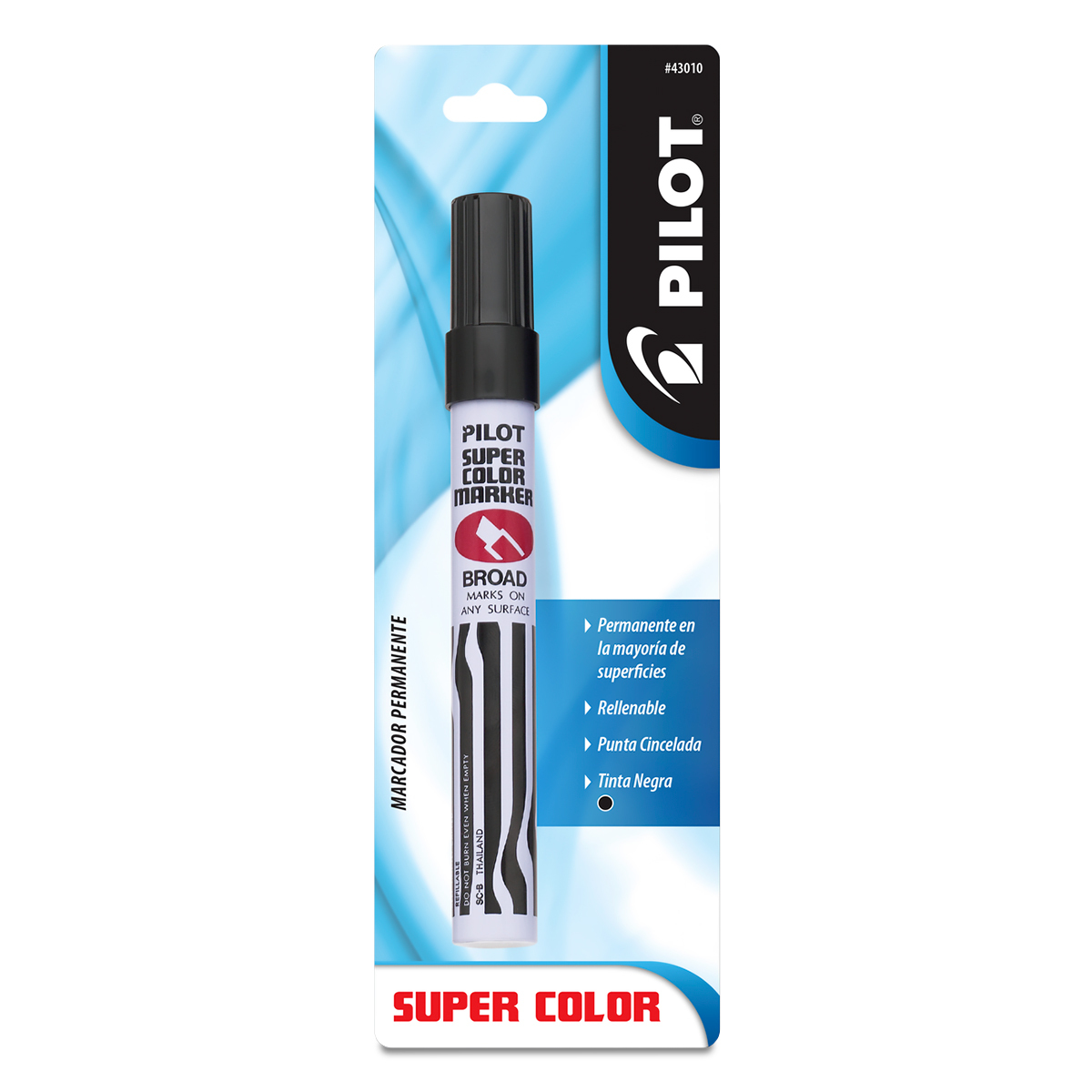 Marcador Permanente Pilot Súper Color Negro 1 pieza | Office Depot Mexico