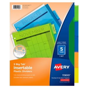 Separadores Avery Plástico 5 Pestañas Multicolor Separadores Avery Plástico 5 Pestañas Multicolor