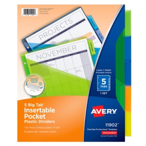 Separadores Avery Plástico Bolsillo 5 Pestañas Multicolor Separadores Avery Plástico Bolsillo 5 Pestañas Multicolor