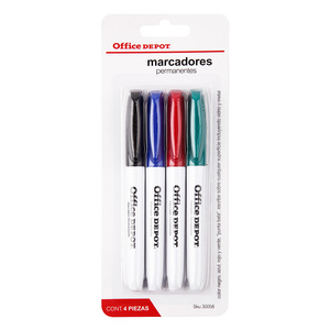 Marcador Permanente Office Depot / Punta Bala / Colores surtidos / 4 piezas Marcador Permanente Office Depot / Punta Bala / Colores surtidos / 4 piezas