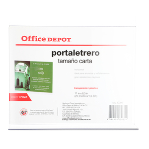 Marco para Letreros Office Depot / Horizontal / Acrílico / 27.9 x 21.6 cm / Transparente